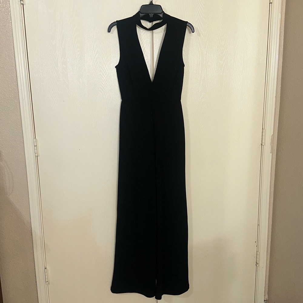 BLACK HALTER NECK JUMPSUIT